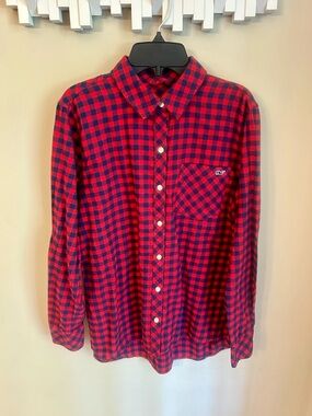 NWOT ~ Vineyard Vines Women’s Red-Blue Plaid Flannel Button-Up Shirt